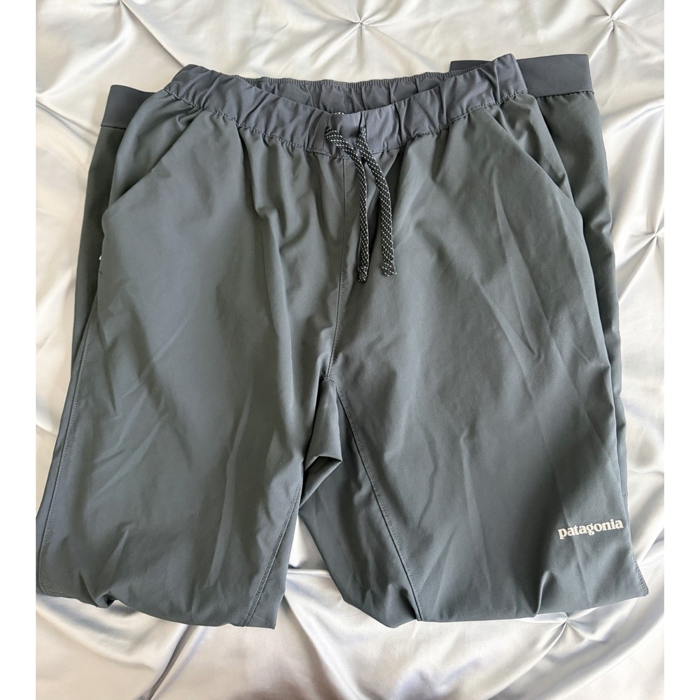Patagonia Unisex Adults Sweatpants Gray Polyester Solid Drawstring Logo - Picture 2 of 9